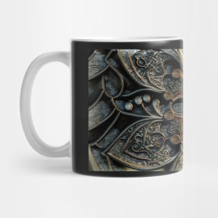 Artistic Metallic Armor Floral Design Pattern Mug